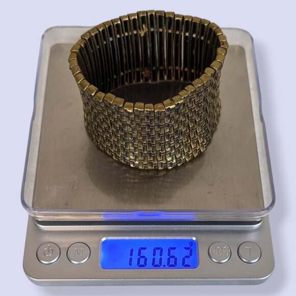 Textured Brass Tone Stretch Bracelet - Picture 4 of 4